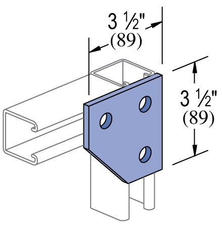 3 HOLE FLAT CORNER 3-1/2X3-1/2 ZINC | GENERAL FITTINGS