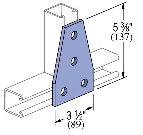 4 HOLE FLAT TEE PLATE 5-3/8X3-1/2 ZINC | GENERAL FITTINGS