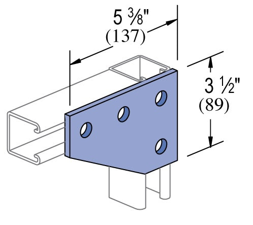 4 HOLE FLAT CORNER PLATE PENTAGON ZINC | GENERAL FITTINGS