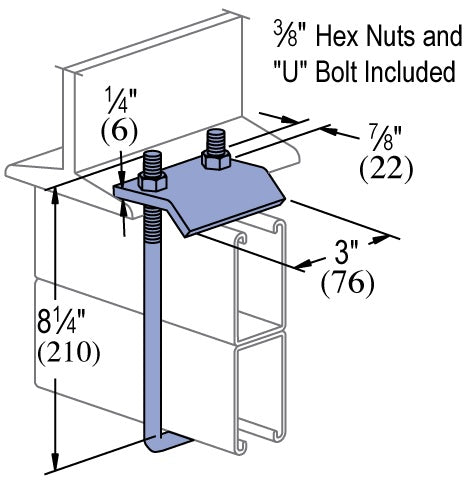 2-7/16 BTB SQUARE U-BOLT BEAM CLAMP ZINC | BEAM CLAMPS