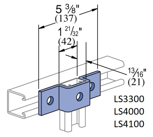 3 HOLE EG U SUPPORT 13/16X5-3/8 ZINC | GENERAL FITTINGS