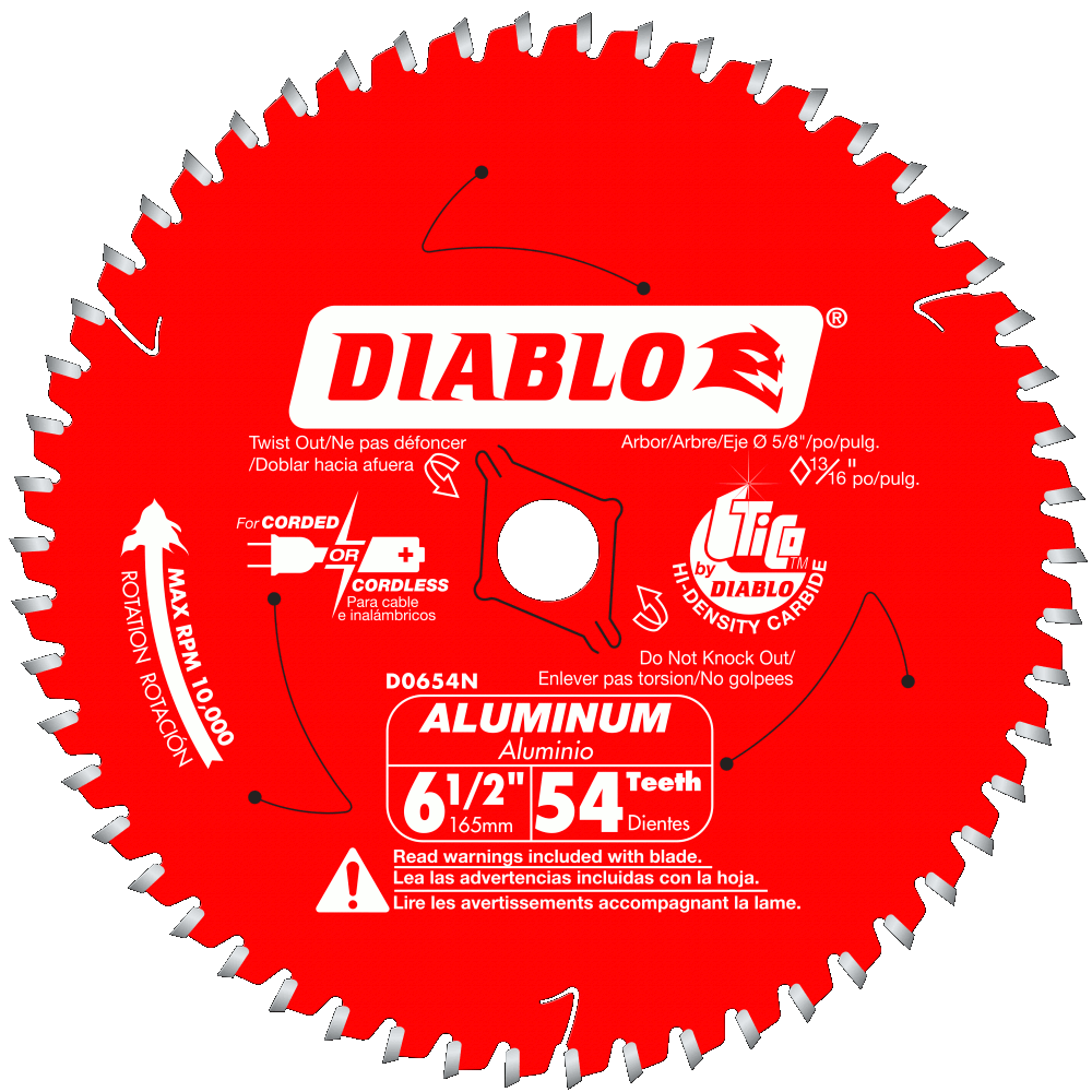 6 1/2'' x 54 Tooth Medium Aluminum Cutting Saw Blade | SAW BLADES