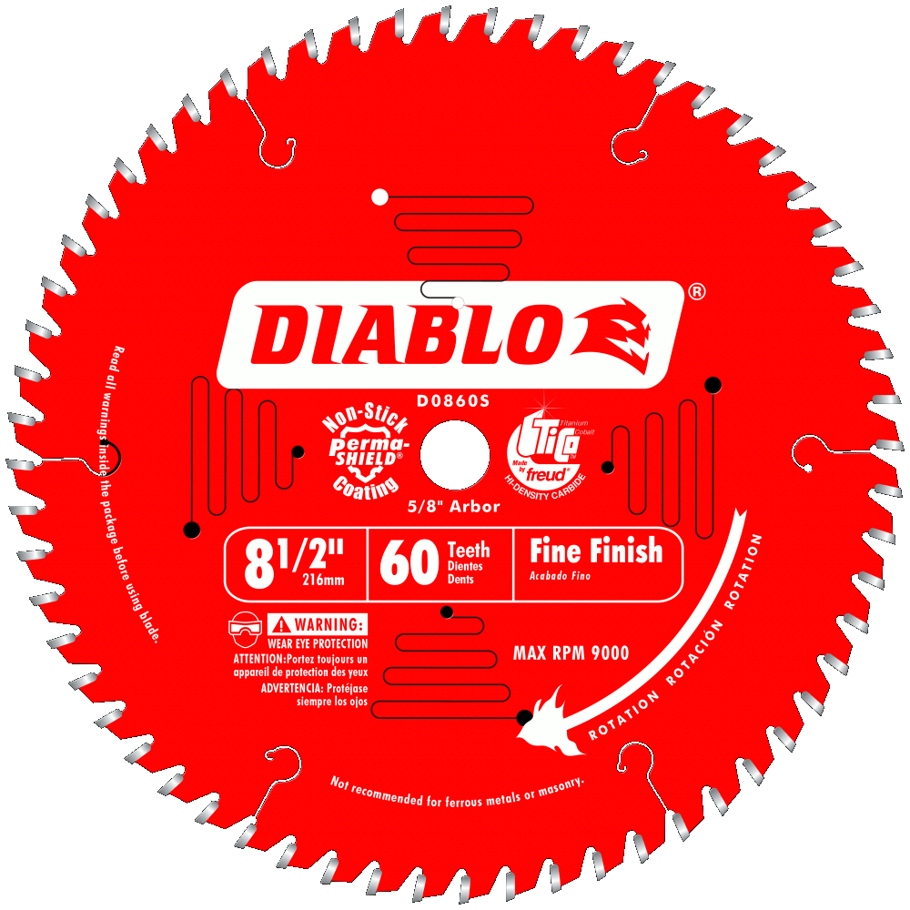 8 1/2'' x 60 Tooth Fine Finish Slide Miter Saw Blade | SAW BLADES