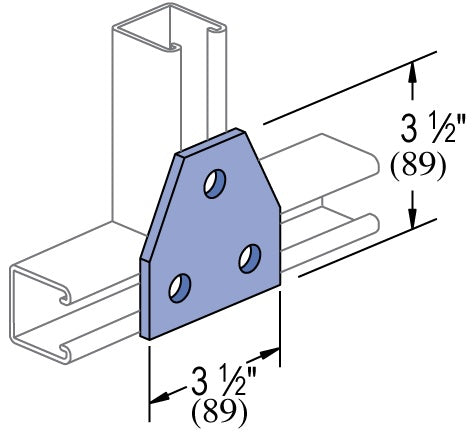 3 HOLE FLAT TEE PLATE 3-1/2X3-1/2 HDG | GENERAL FITTINGS