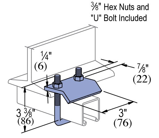 1-5/8 SQUARE U-BOLT BEAM CLAMP ZINC | BEAM CLAMPS