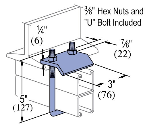 1-5/8 BTB SQUARE U-BOLT BEAM CLAMP HDG | BEAM CLAMPS