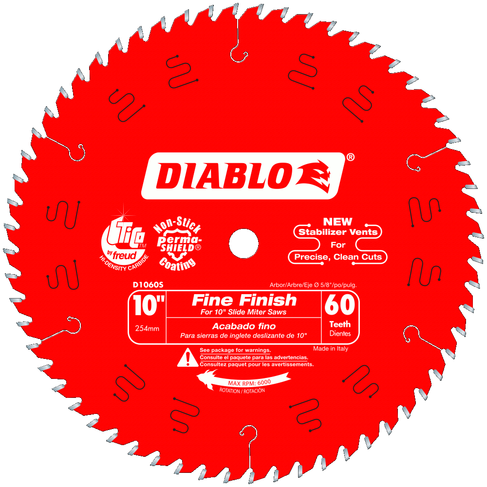 10'' x 60 Tooth Fine Finish Slide Miter Saw Blade | SAW BLADES