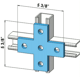 Five Holes Cross Plate Zinc | General Strut Fittings