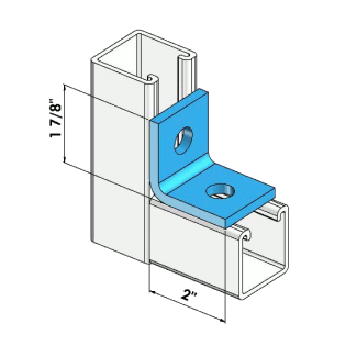 Two Holes 90° Fitting Stainless Steel Grade 316 | General Strut Fittings